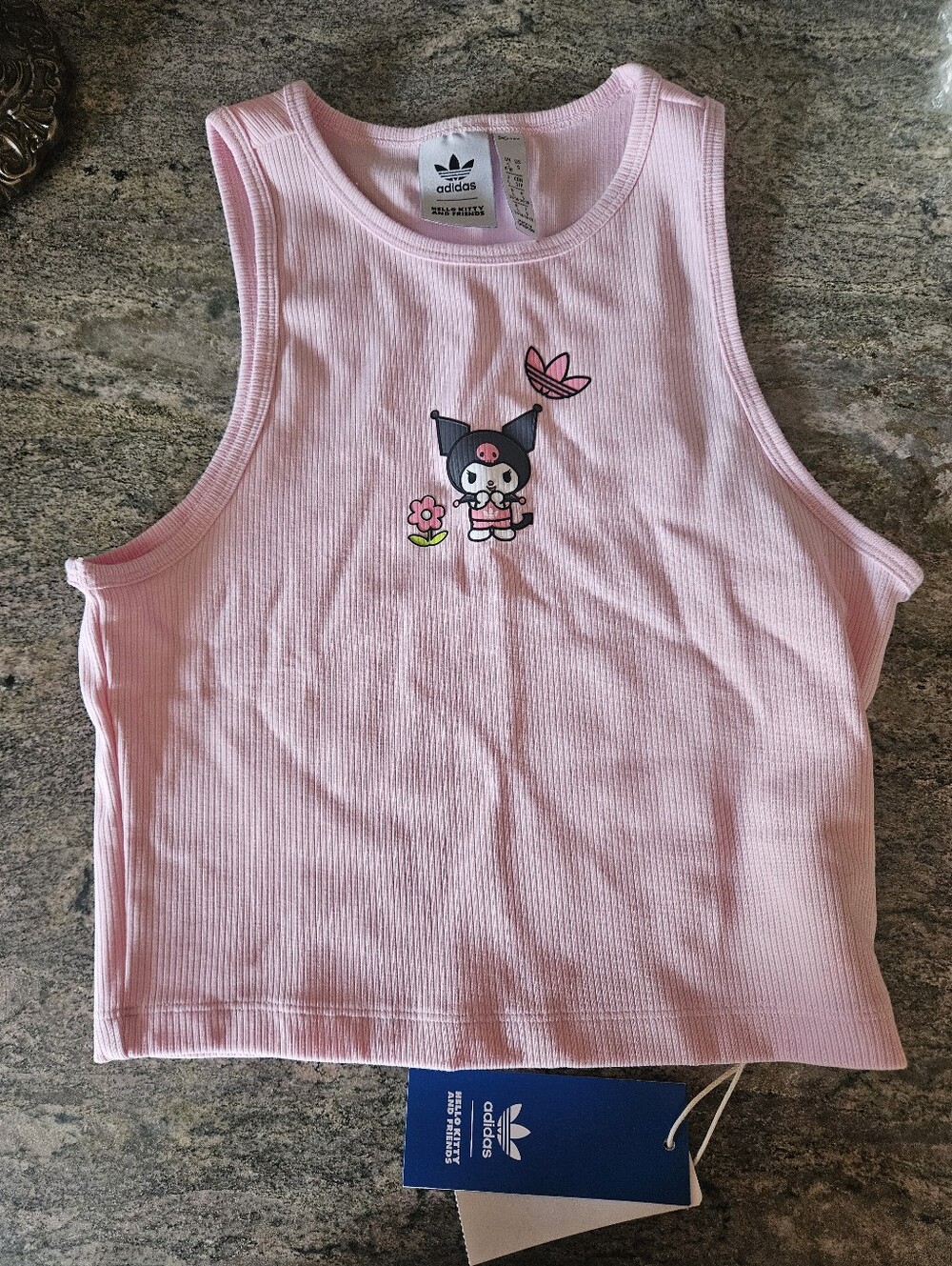 Brand New W/ Tags Pink Ribbed Womens Adidas Originals X Kuromi Tank Top